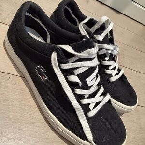 Lacoste Women’s Black Canvas Sneakers with White Laces